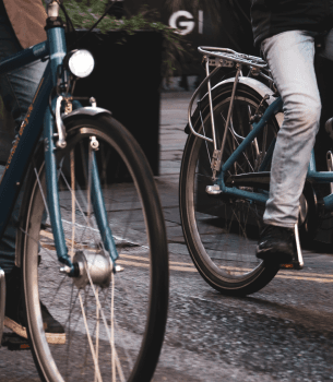 closeup of bicycle tires